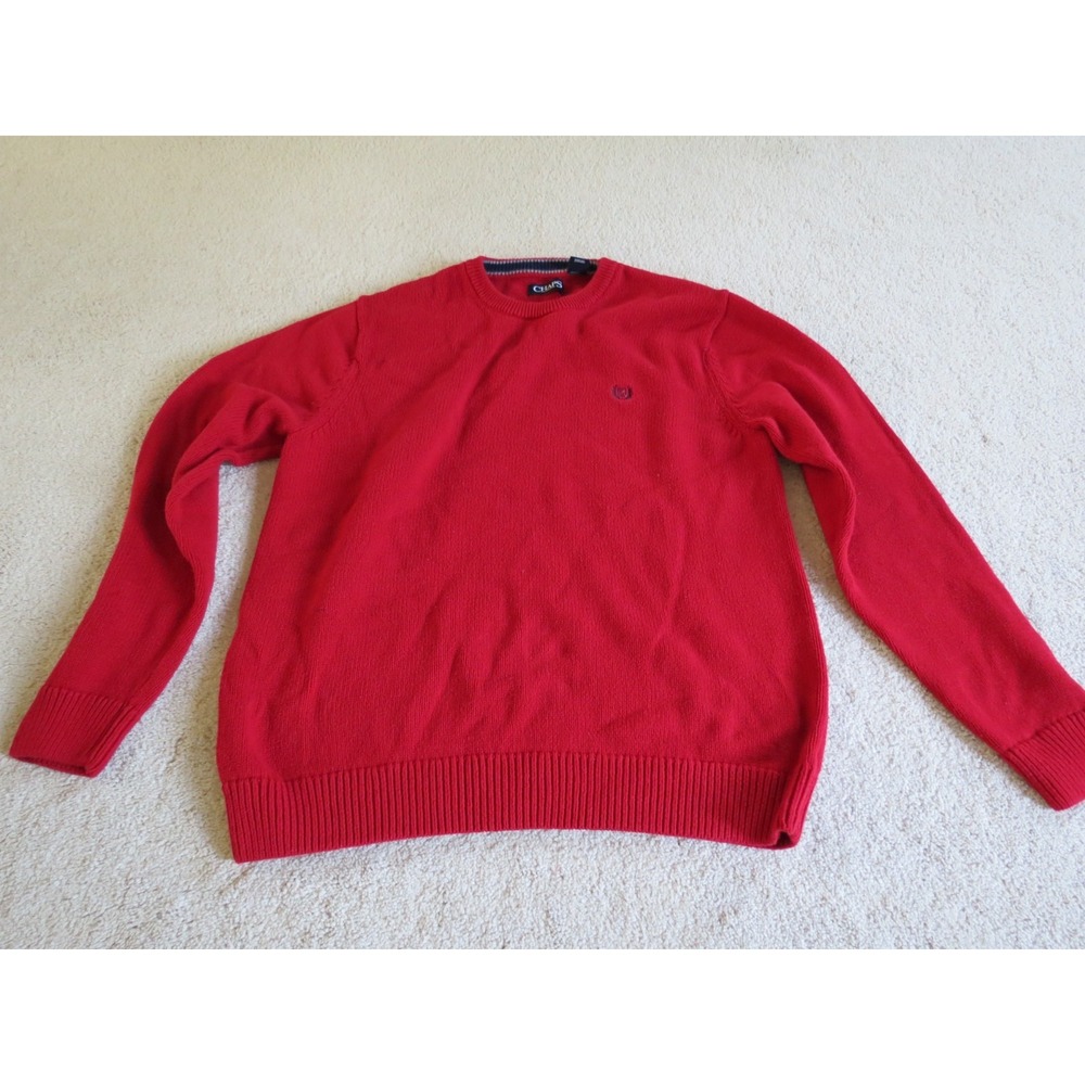 Vintage Mens Chaps Red Knit Sweater Size Large Long Sleeve